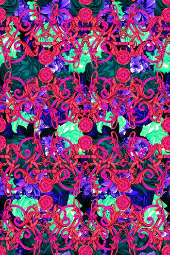 575393-复古宫廷花卉栅栏牡丹花