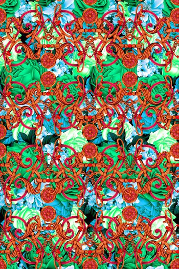 575395-复古宫廷花卉栅栏牡丹花