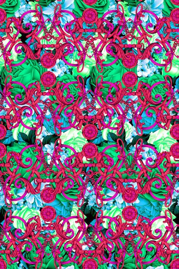 575396-复古宫廷花卉栅栏牡丹花