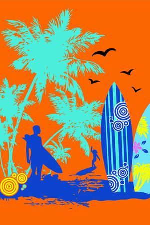 热带海边冲浪印花华亿平台图片