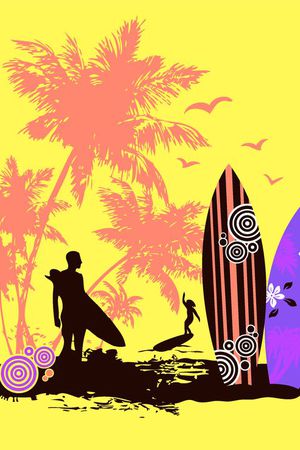 热带海边冲浪印花华亿平台图片