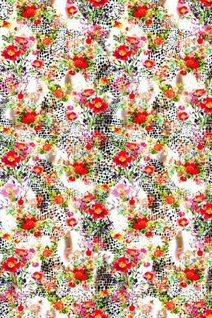 豹纹油画花卉组合华亿平台印花华亿平台图片