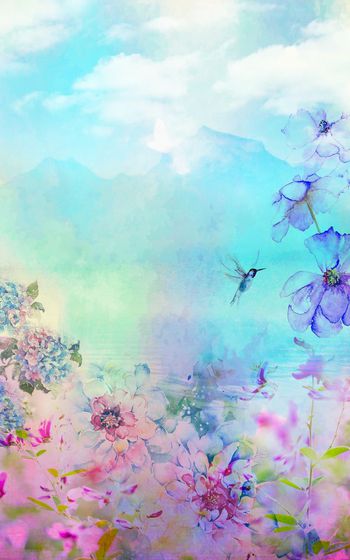 梦幻水彩印花华亿平台图片