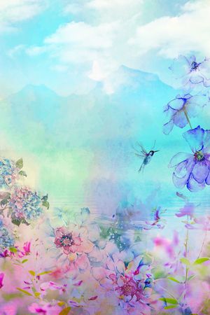 梦幻水彩印花华亿平台图片