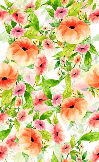 576096-欧美流行时尚水彩花卉