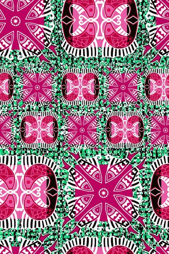 576229-民族印花传统花纹炫彩大牌丝巾围巾