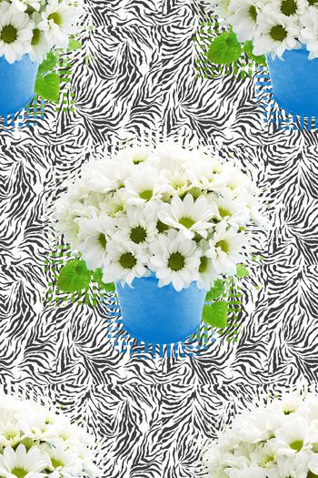 576434-小花斑马纹向日葵马赛克花卉花朵桌布