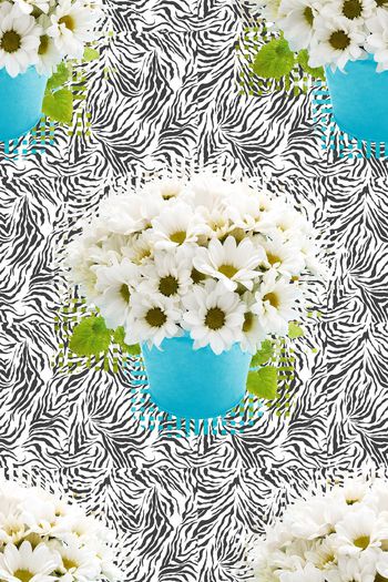 576435-小花斑马纹向日葵马赛克花卉花朵桌布