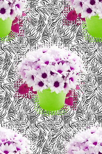 576436-小花斑马纹向日葵马赛克花卉花朵桌布