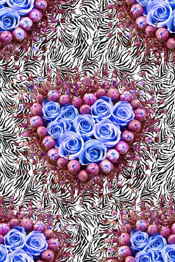 576463-玫瑰花斑马纹马赛克桌布窗帘沙发布家