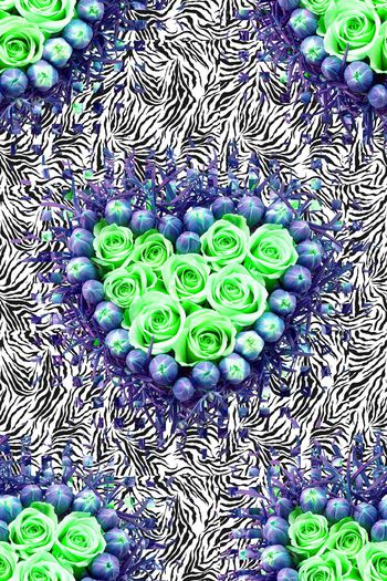 576464-玫瑰花斑马纹马赛克桌布窗帘沙发布家