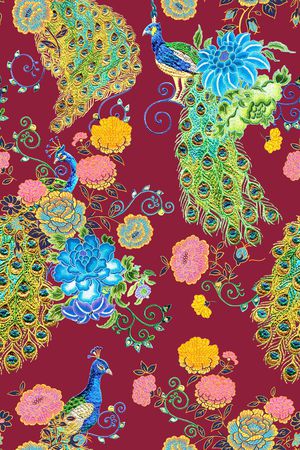 孔雀印花华亿平台图片