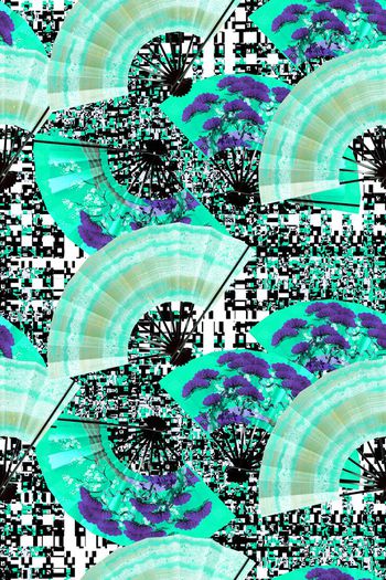 576710-炫彩扇子迷彩马赛克中国风家纺