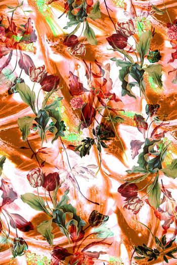 577181-原创花卉创意排法黑底靓丽色系高档女