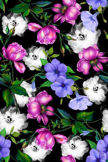 577596-花卉牡丹女装家纺窗帘壁纸水墨小花叶