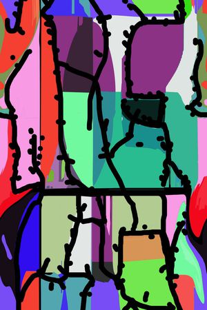 几何拼接印花华亿平台图片