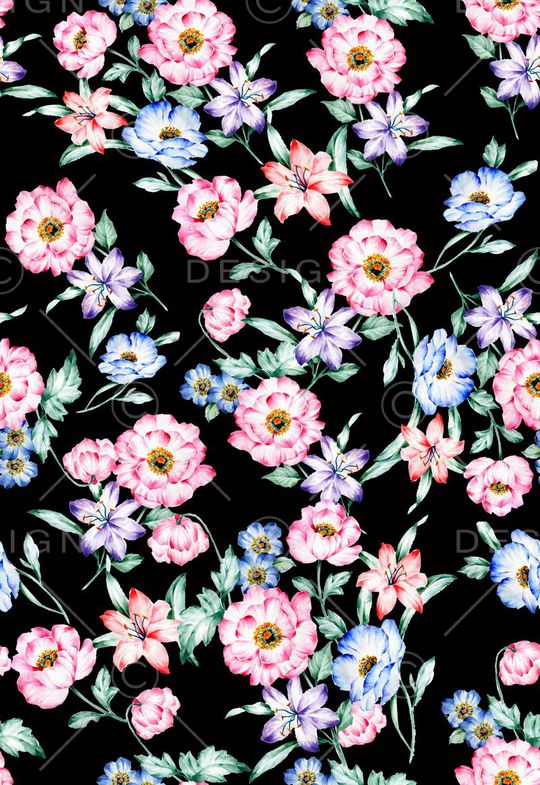 水彩花卉印花华亿平台图片