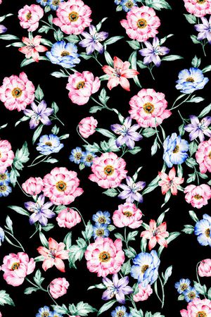 水彩花卉印花华亿平台图片