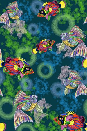 热带鱼儿印花华亿平台图片