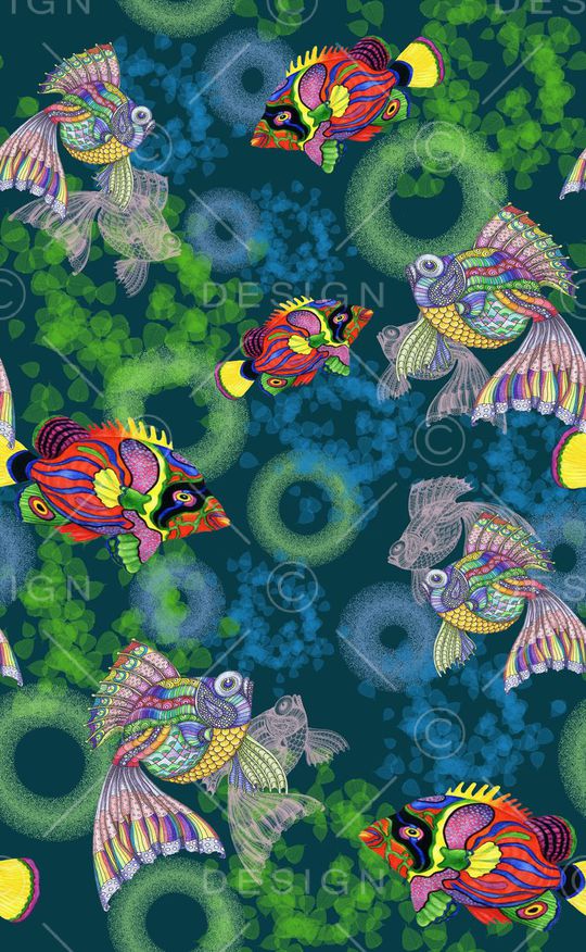 热带鱼儿印花华亿平台图片