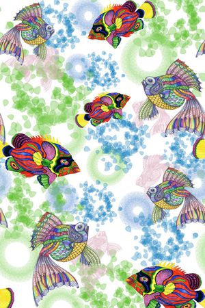 热带鱼儿印花华亿平台图片