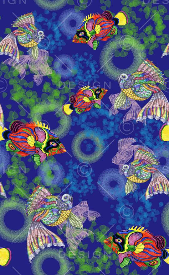 热带鱼儿印花华亿平台图片