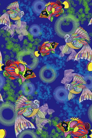 热带鱼儿印花华亿平台图片