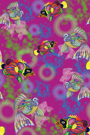 热带鱼儿印花华亿平台图片