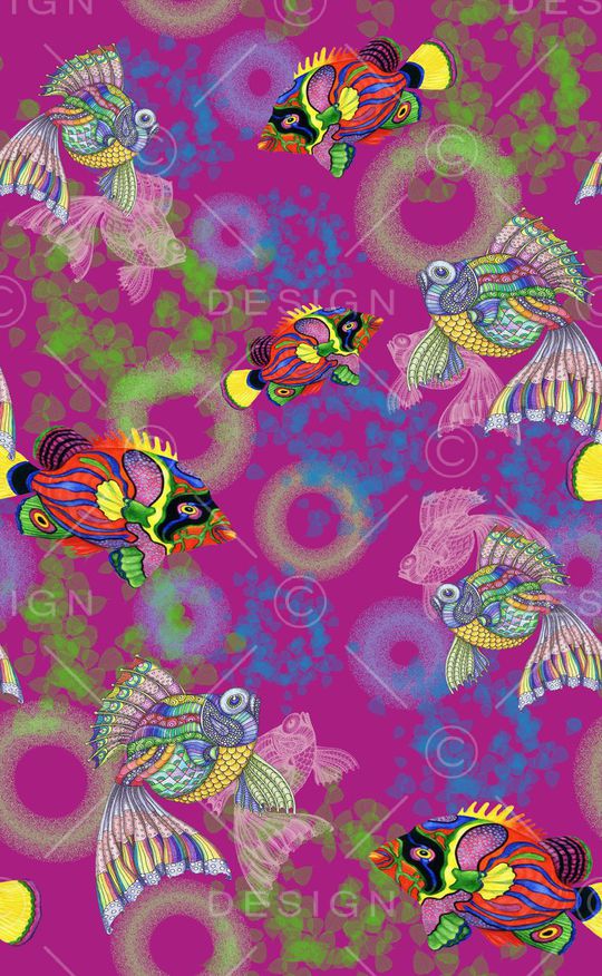 热带鱼儿印花华亿平台图片