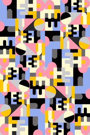 几何流行色印花华亿平台图片