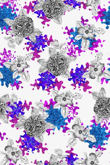 578657-银色花朵牡丹小花纹理肌理水波