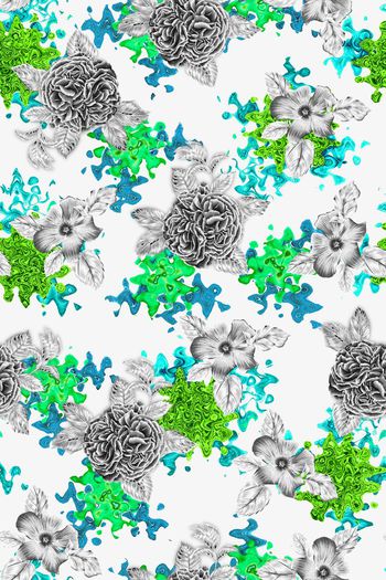 578658-银色花朵牡丹小花纹理肌理水波