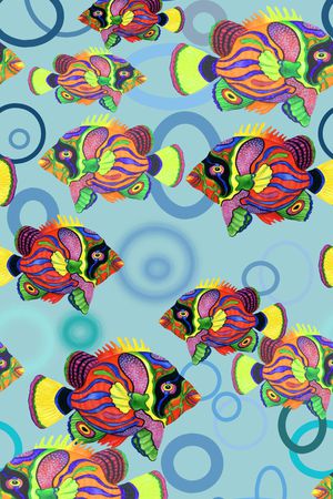 鱼儿自在飘印花华亿平台图片