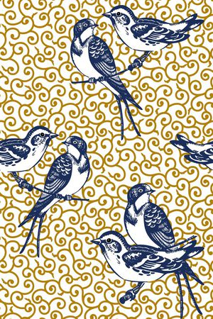 插画鸟印花华亿平台图片