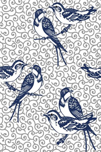 579032-时尚欧式花纹插画复古鸟组合