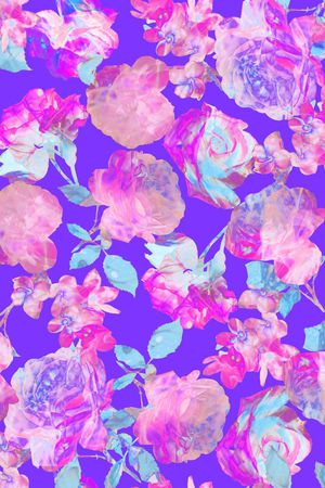 晕染效果玫瑰花印花华亿平台图片