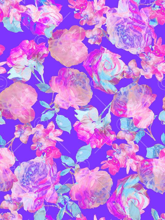 晕染效果玫瑰花印花华亿平台图片