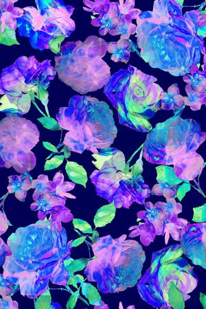 晕染效果玫瑰花印花华亿平台图片