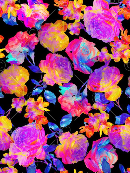 晕染效果玫瑰花印花华亿平台图片