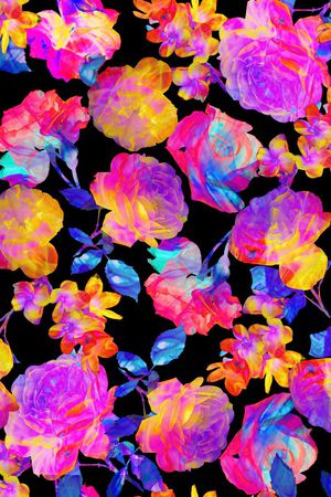 晕染效果玫瑰花印花华亿平台图片