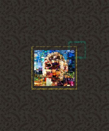 579423-人物彩色拼图与花卉组合