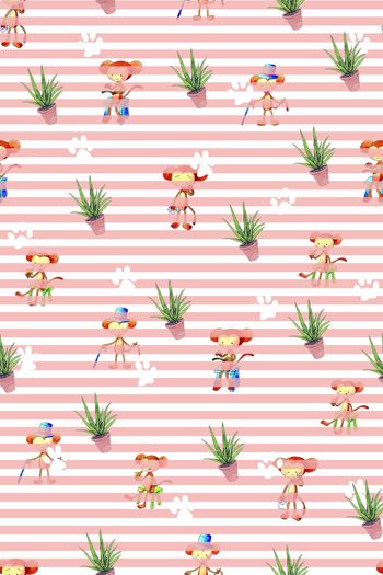 579586-欢乐猴年--卡通条纹猴子先生