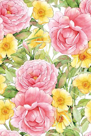 579776-手绘花朵大朵玫瑰春夏裙装匹布