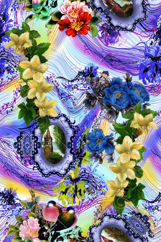 花鸟印花华亿平台图片