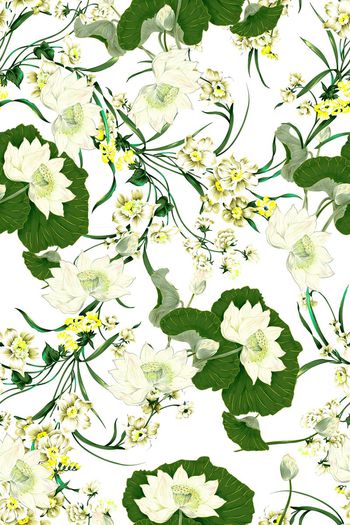 579982-荷花 碎花水仙花