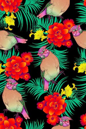 花鸟印花华亿平台图片