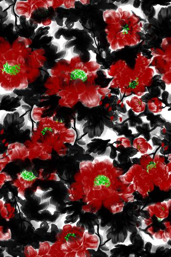 580002-水墨中国风牡丹花