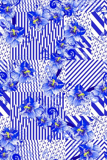 580056-几何图形蓝色花朵