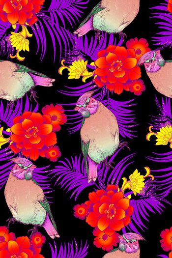 580061-花鸟棕榈叶