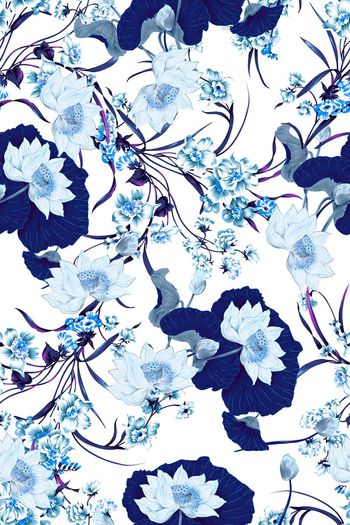 580076-荷花 碎花水仙花